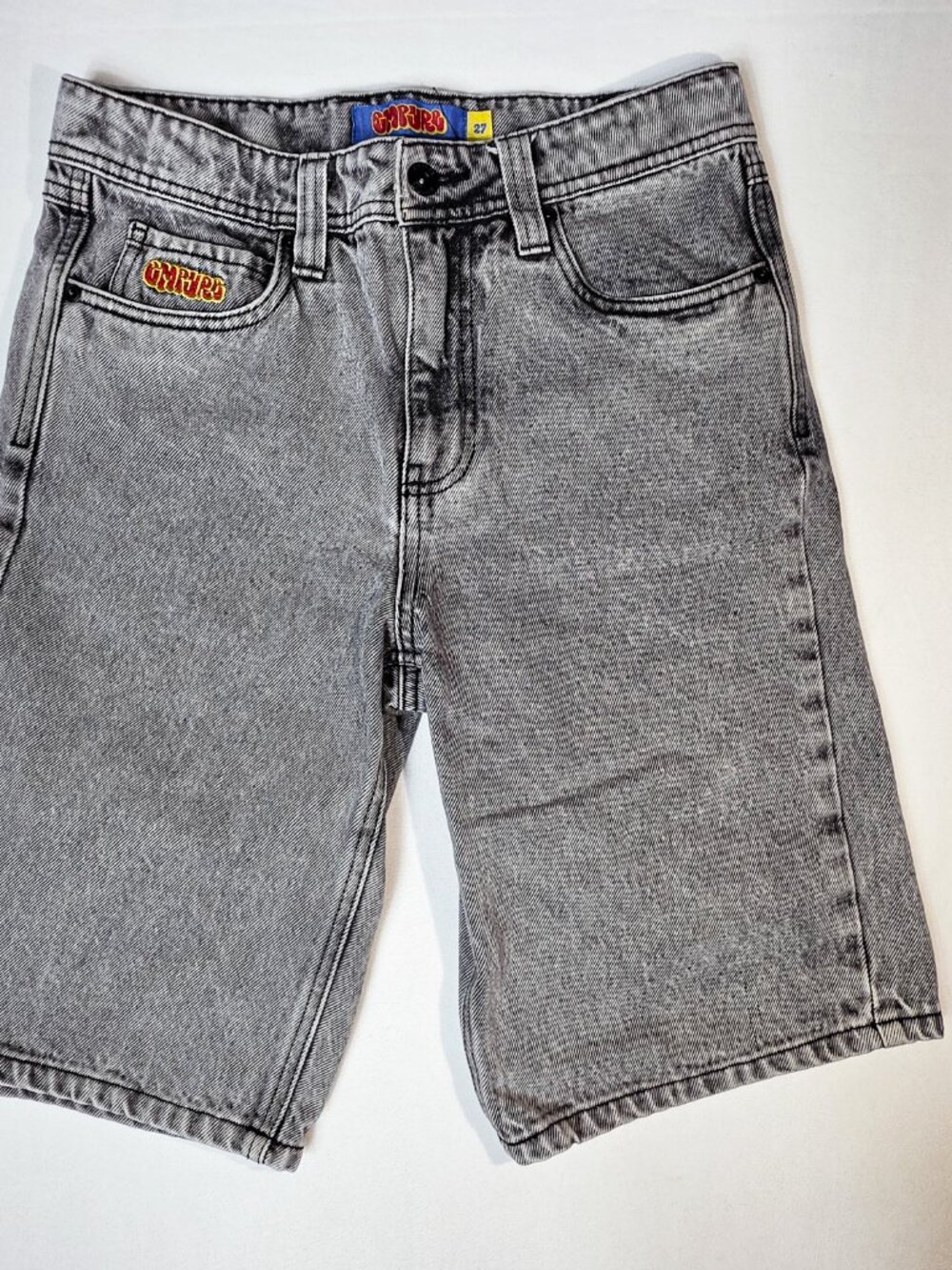 Empyre Loose Fit Scramble Grey Denim Skate Shorts Jprts 27 Y2K